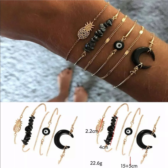 New Style✨ Black & Gold Evil Eye Bracelet Set 🧿 - Picture 5 of 7